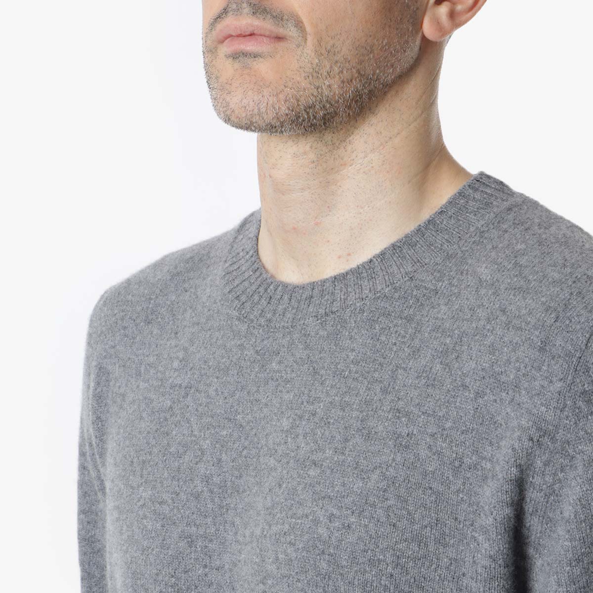 Norse Projects Norse Standard Merino Lambswool Sweater, Grey Melange, Detail Shot 2