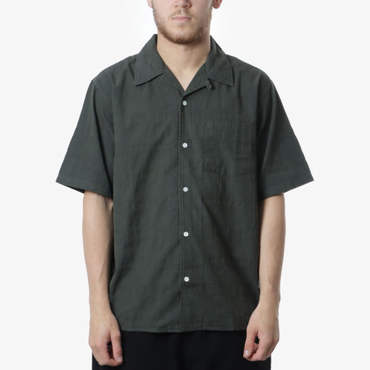 Norse Projects Carsten Relaxed Dobby Check Shirt, Spruce Green, Detail Shot 1
