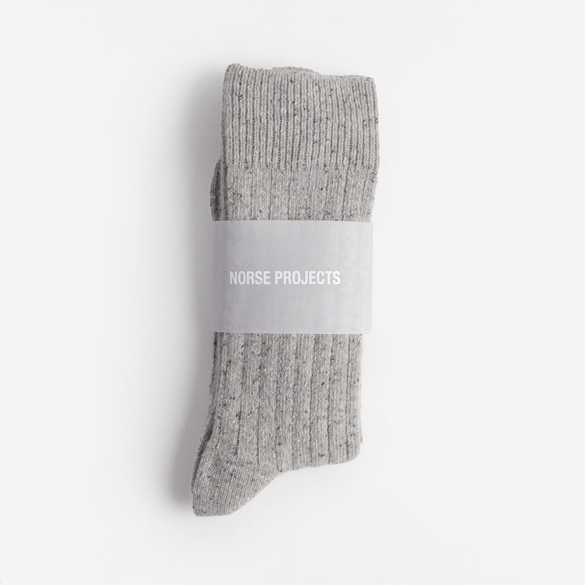 Norse Projects Bjarki Neps Socks, Light Grey Melange, Detail Shot 2