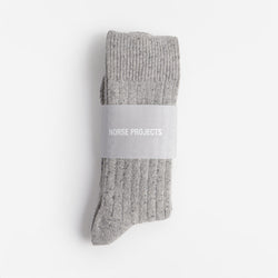 thumbnail Norse Projects Bjarki Neps Socks, Light Grey Melange, Detail Shot 2