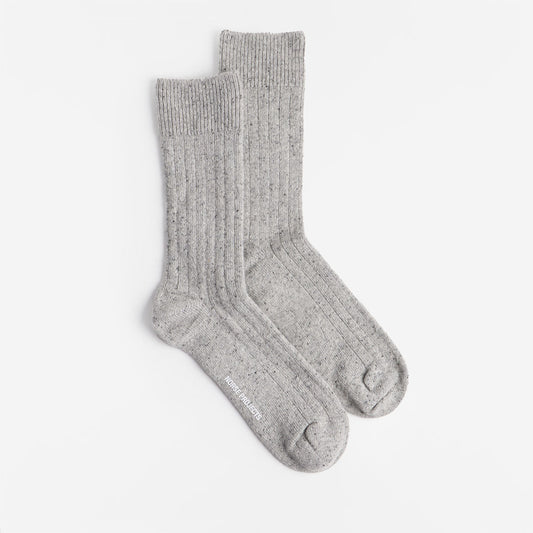 Norse Projects Bjarki Neps Socks, Light Grey Melange, Detail Shot 1