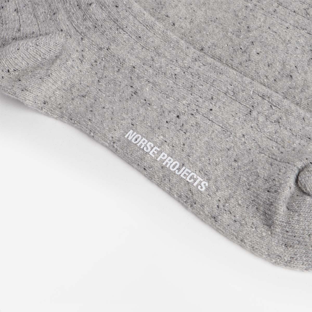 Norse Projects Bjarki Neps Socks, Light Grey Melange, Detail Shot 3