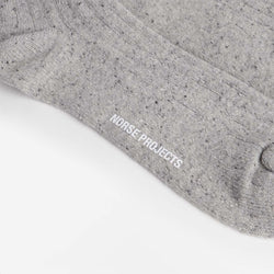 thumbnail Norse Projects Bjarki Neps Socks, Light Grey Melange, Detail Shot 3