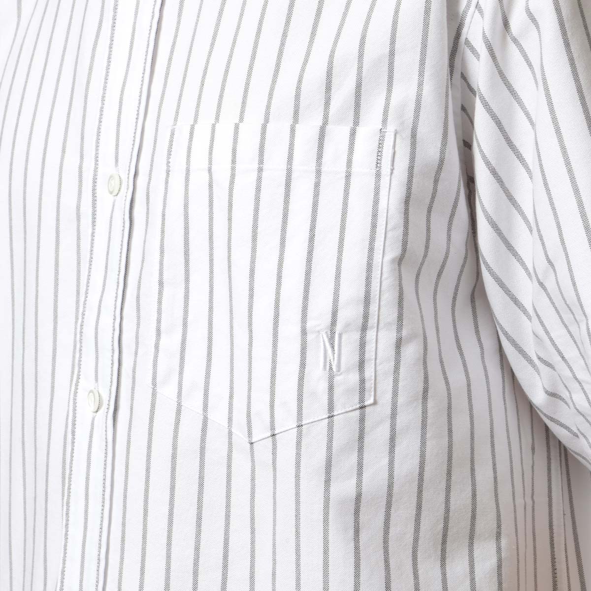 main Norse Projects Ivan Oxford Monogram Shirt, Spruce Green, Detail Shot 3