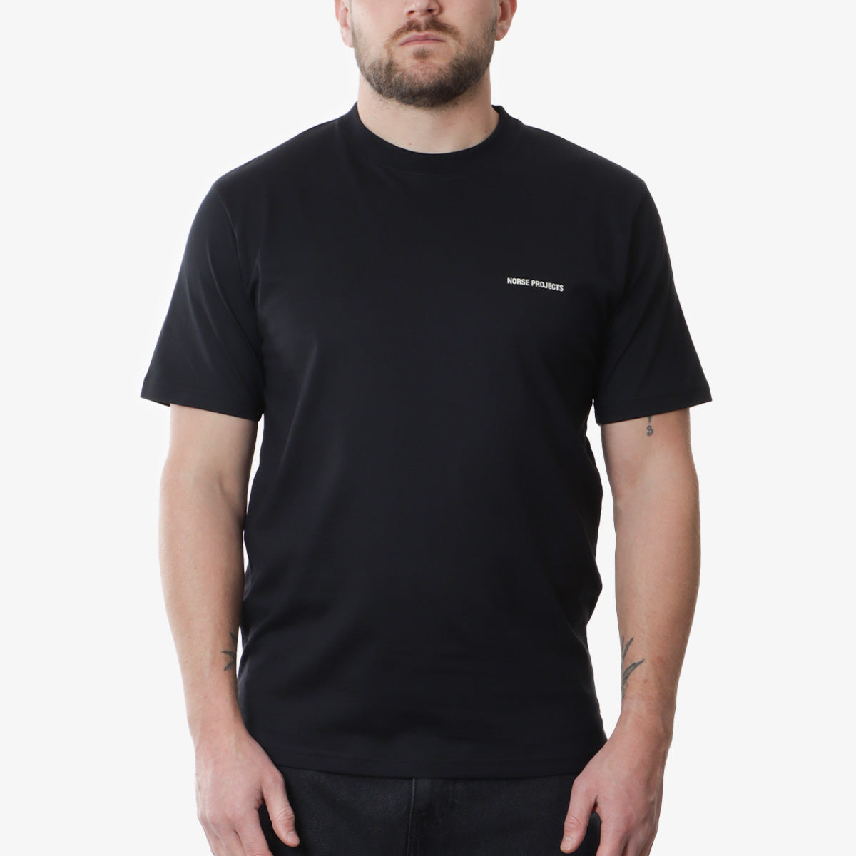 main Norse Projects Johannes Logo T-Shirt, Black, Detail Shot 1