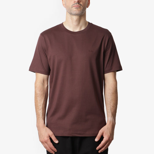 Norse Projects Johannes Logo T-Shirt, Wine Red, Detail Shot 1