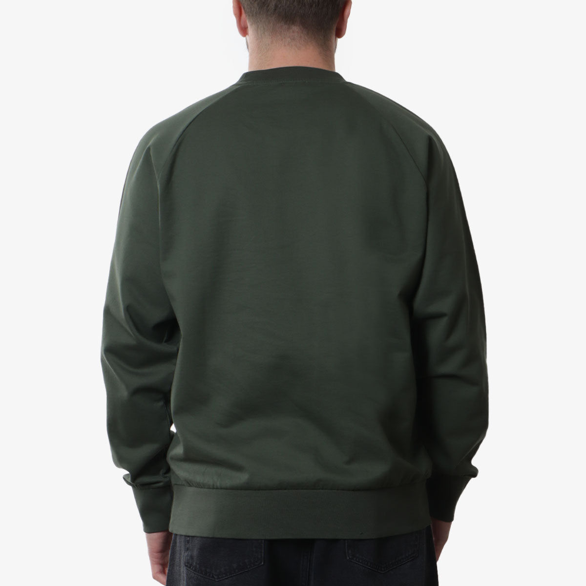 main Norse Projects Marten Relaxed Raglan Light Sweatshirt, Spruce Green, Detail Shot 3