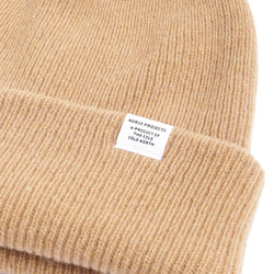 thumbnail Norse Projects Merino Lambswool Beanie, Camel, Detail Shot 2