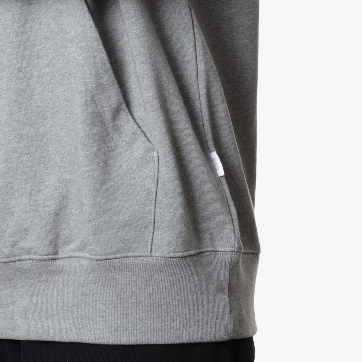 Norse Projects Norse Standard Hoodie, Grey Melange, Detail Shot 3