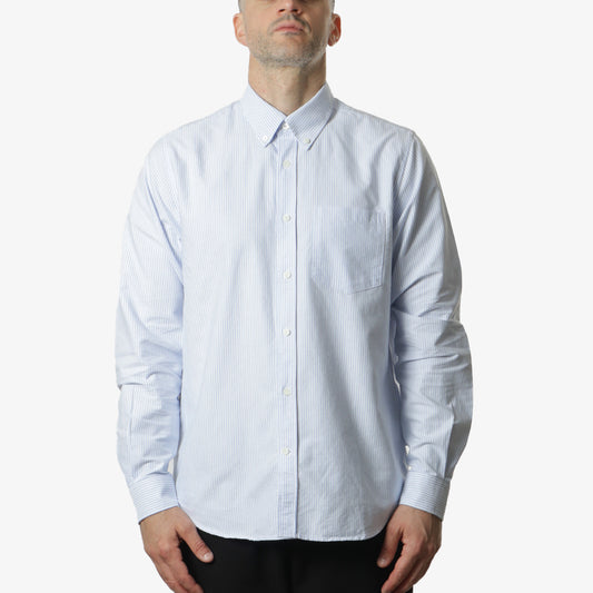 Norse Projects Norse Standard Oxford BD Shirt, Pale Blue Stripe, Detail Shot 1