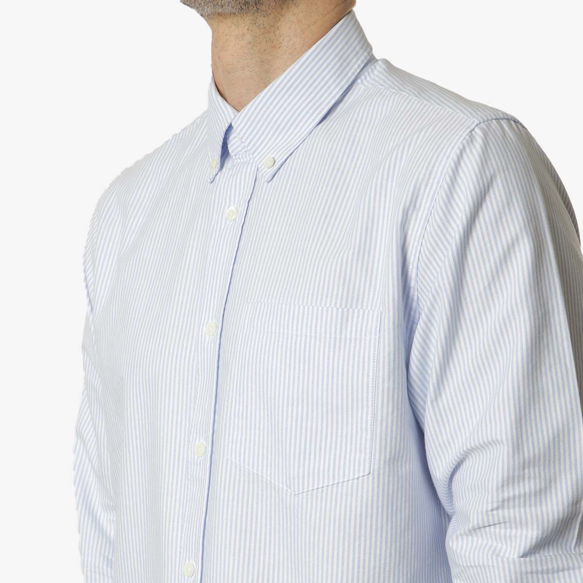 Norse Projects Norse Standard Oxford BD Shirt, Pale Blue Stripe, Detail Shot 2