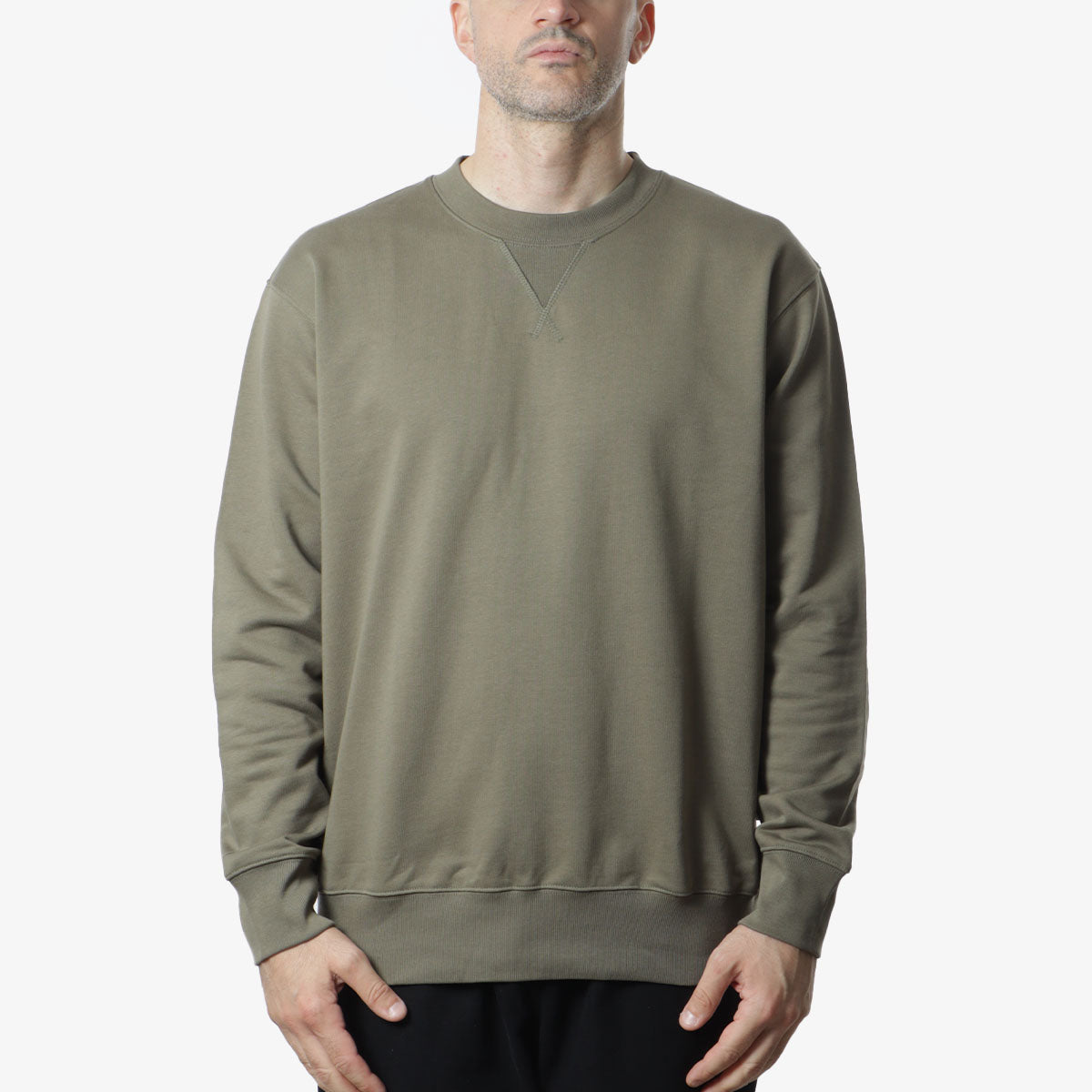 Norse Projects Norse Standard Sweatshirt, Sediment Green, Detail Shot 1