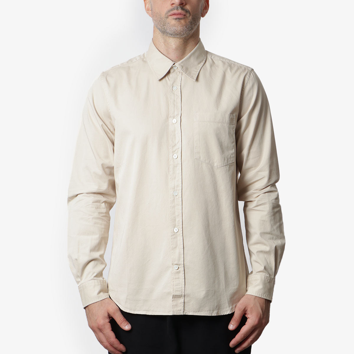 Norse Projects Osvald Twill Shirt, Oatmeal, Detail Shot 1