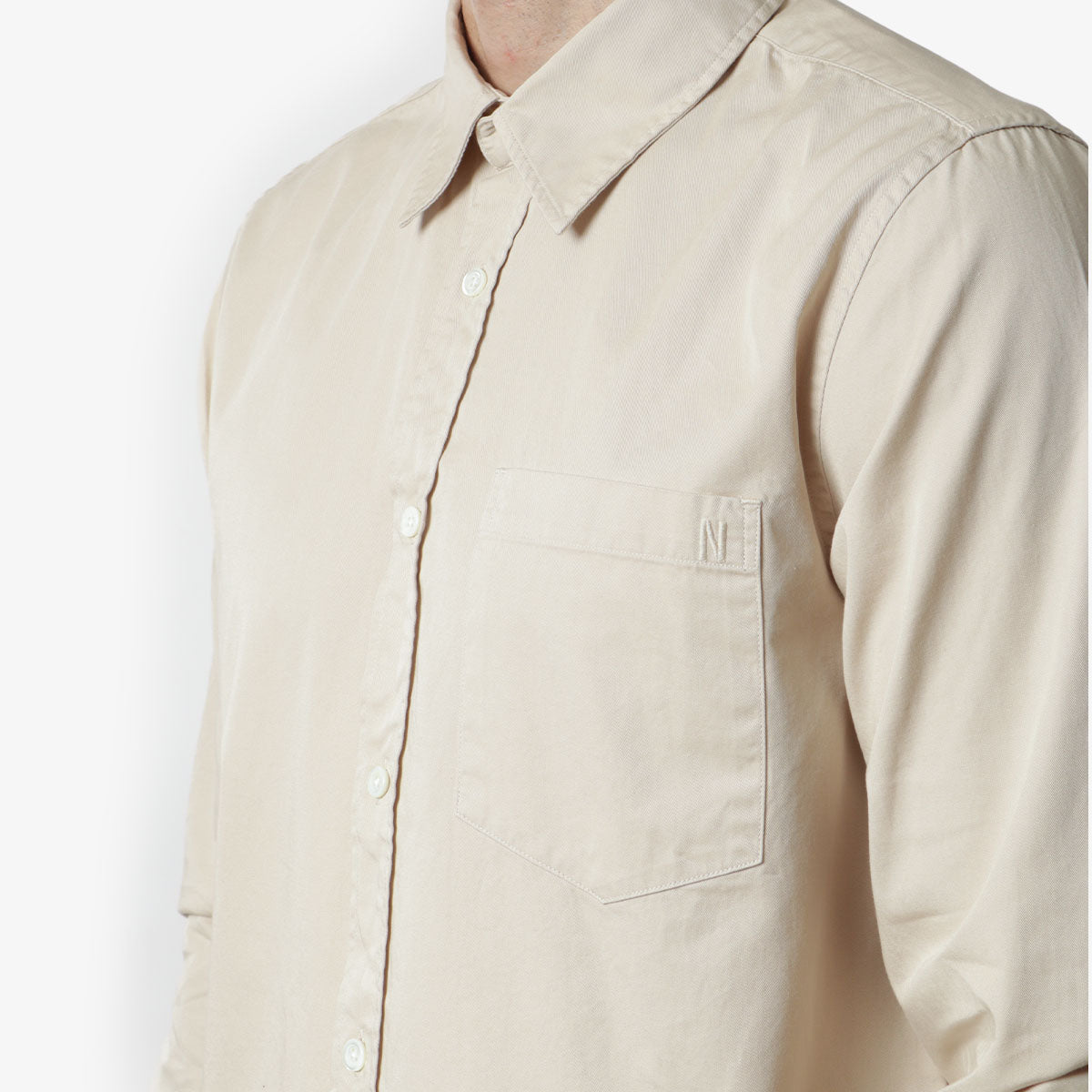 Norse Projects Osvald Twill Shirt, Oatmeal, Detail Shot 2