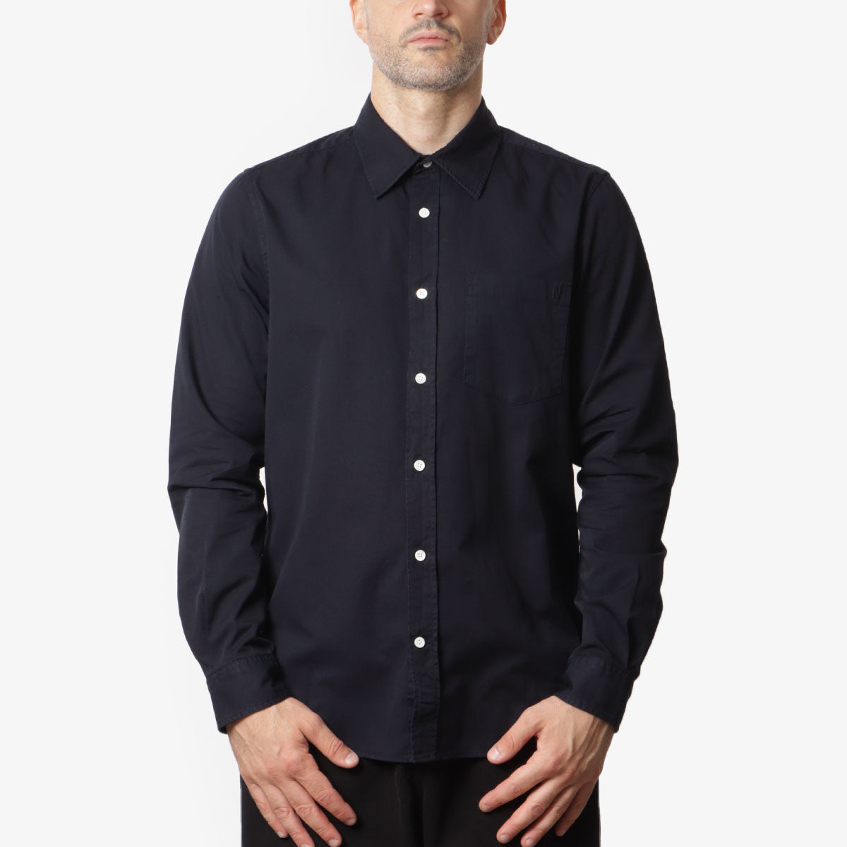 Norse Projects Osvald Twill Shirt, Dark Navy, Detail Shot 1