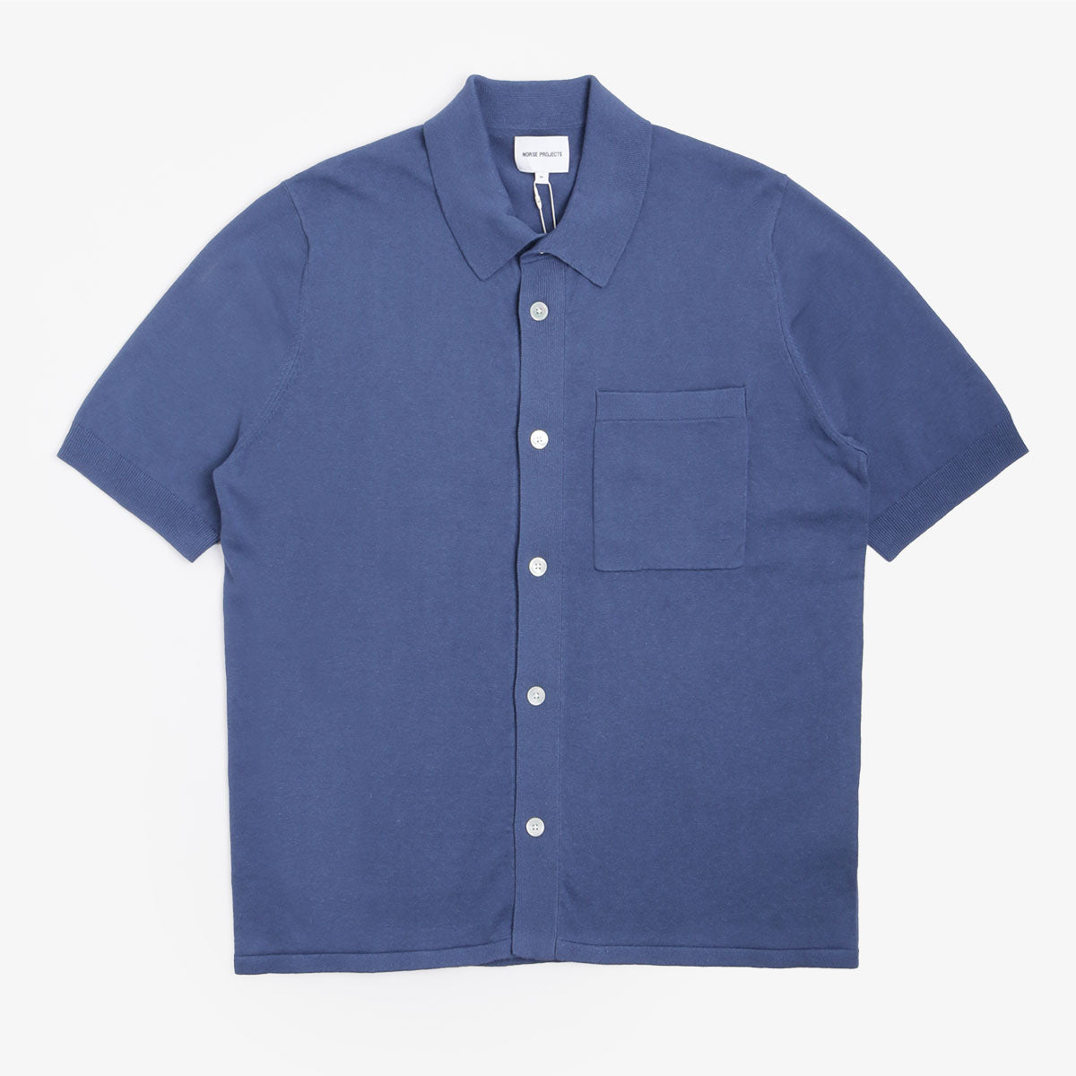 main Norse Projects Rollo Cotton Lined Shirt, Calcite Blue, Detail Shot 5