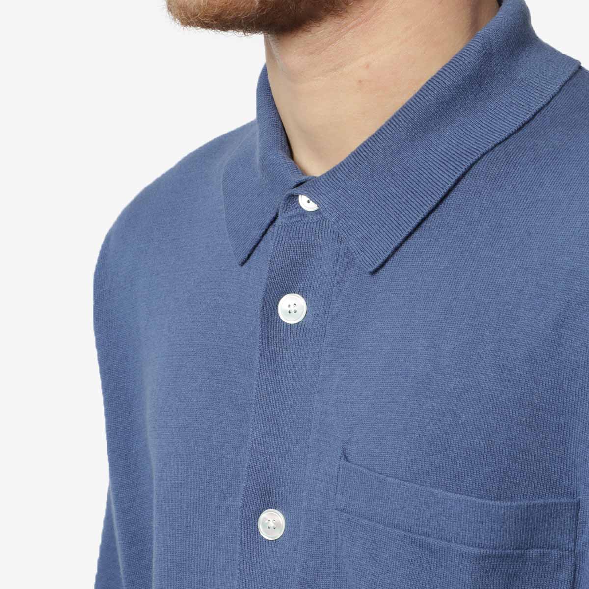 main Norse Projects Rollo Cotton Lined Shirt, Calcite Blue, Detail Shot 2