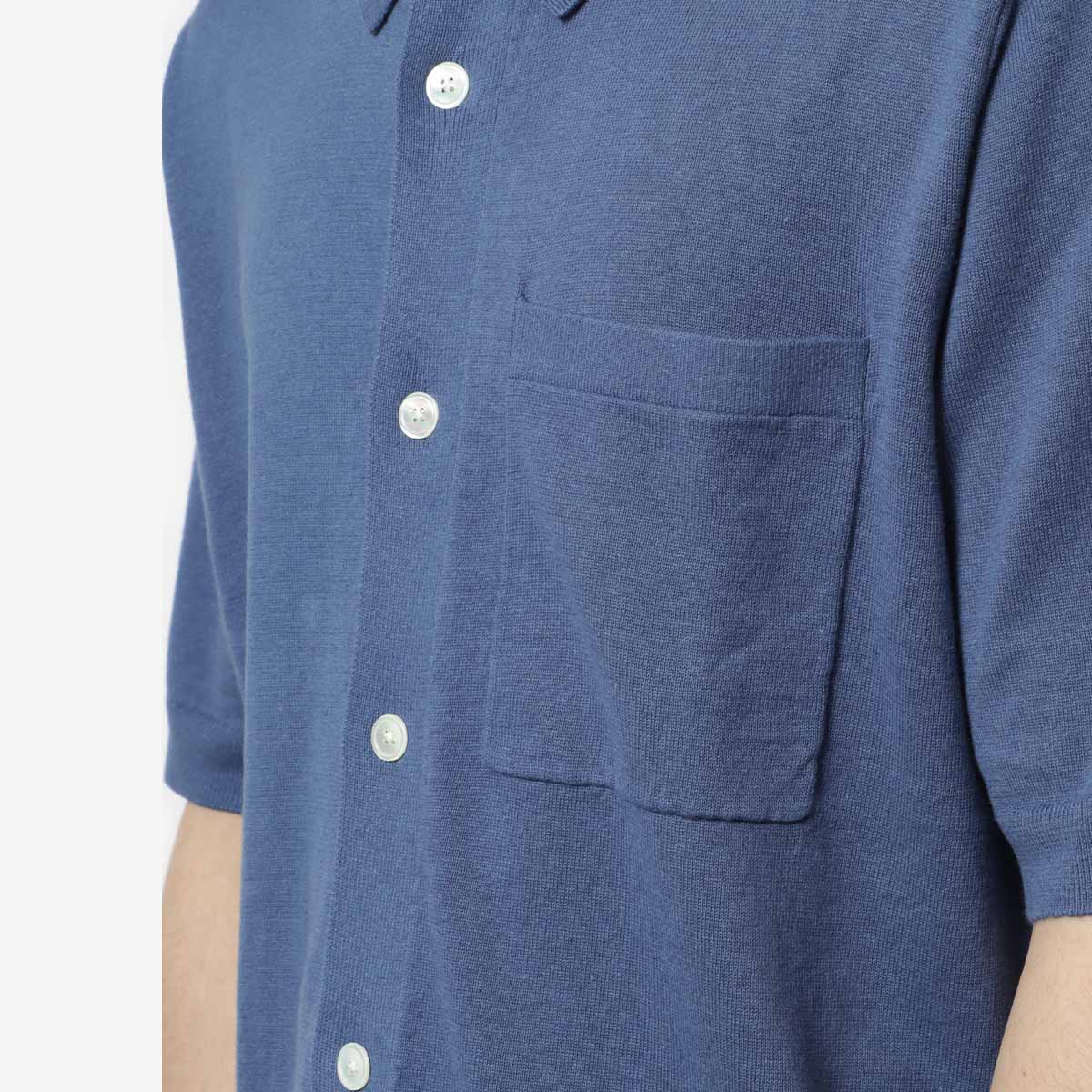 main Norse Projects Rollo Cotton Lined Shirt, Calcite Blue, Detail Shot 3