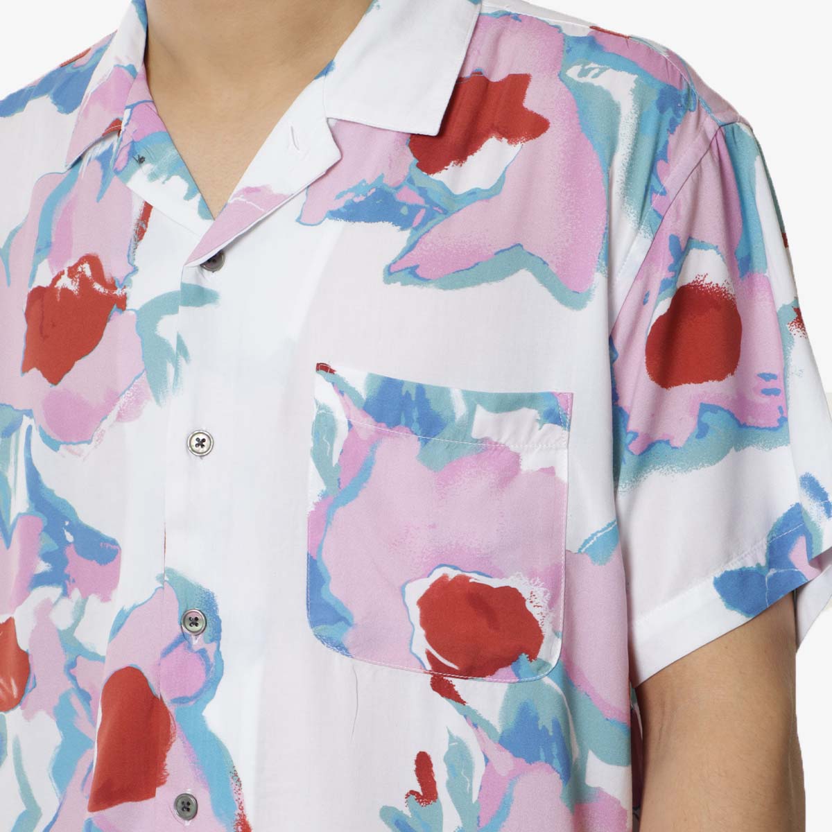 OBEY Acrylic Flower Woven Shirt, Cream Multi, Detail Shot 2