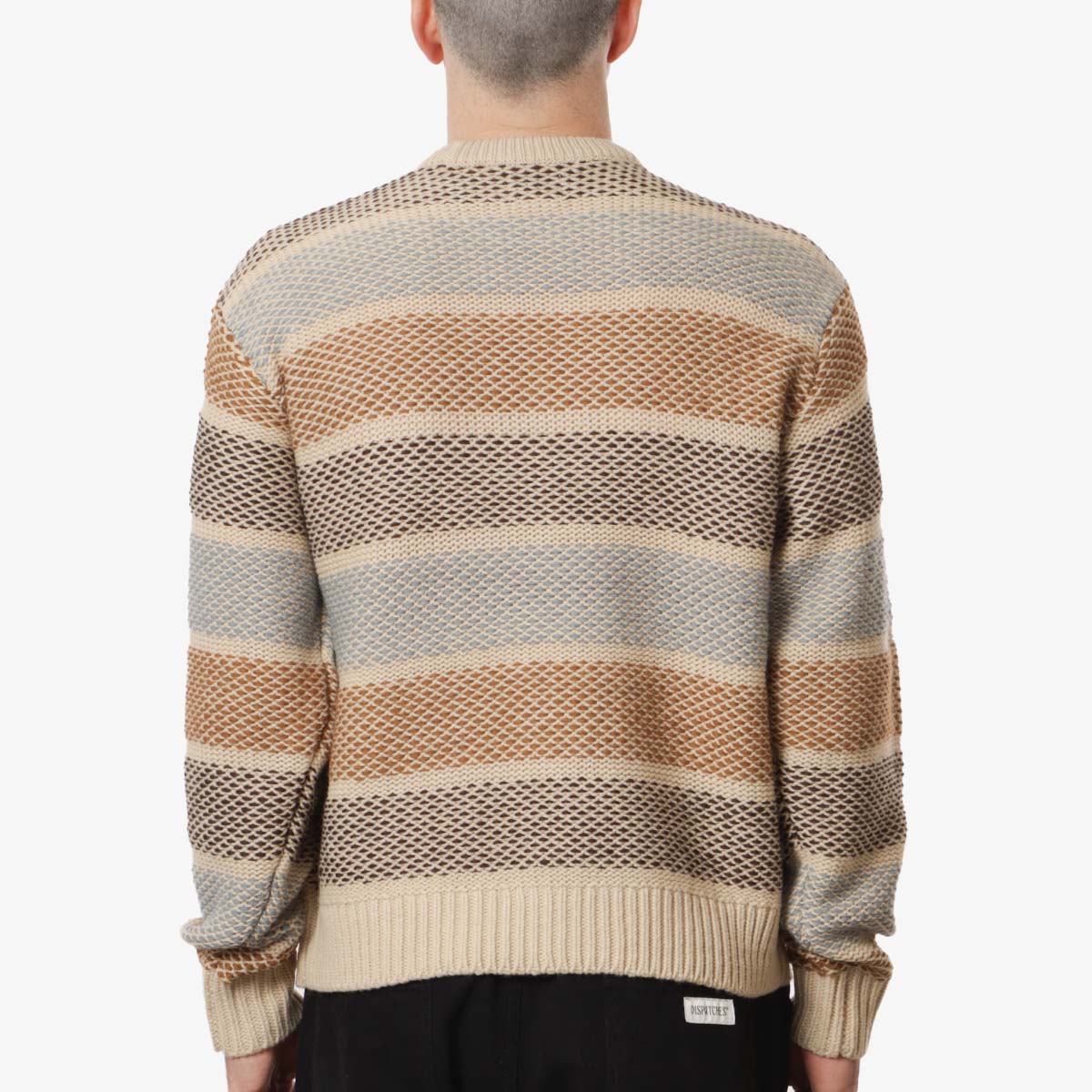 OBEY Benjamin Crewneck Sweater, Brown Multi, Detail Shot 3