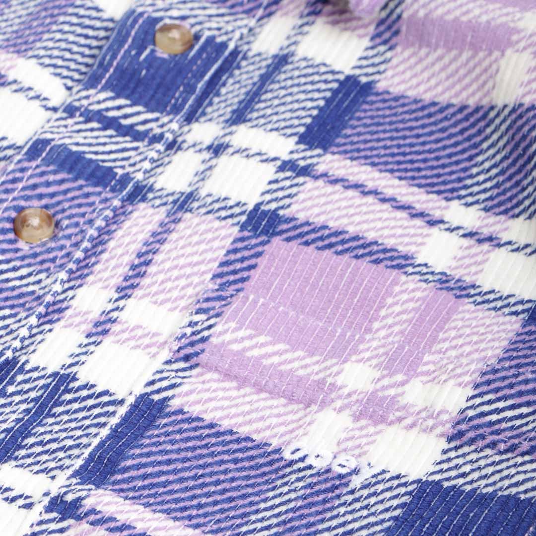 main OBEY Benny Cord Woven Shirt, Purple Rose Multi, Detail Shot 2