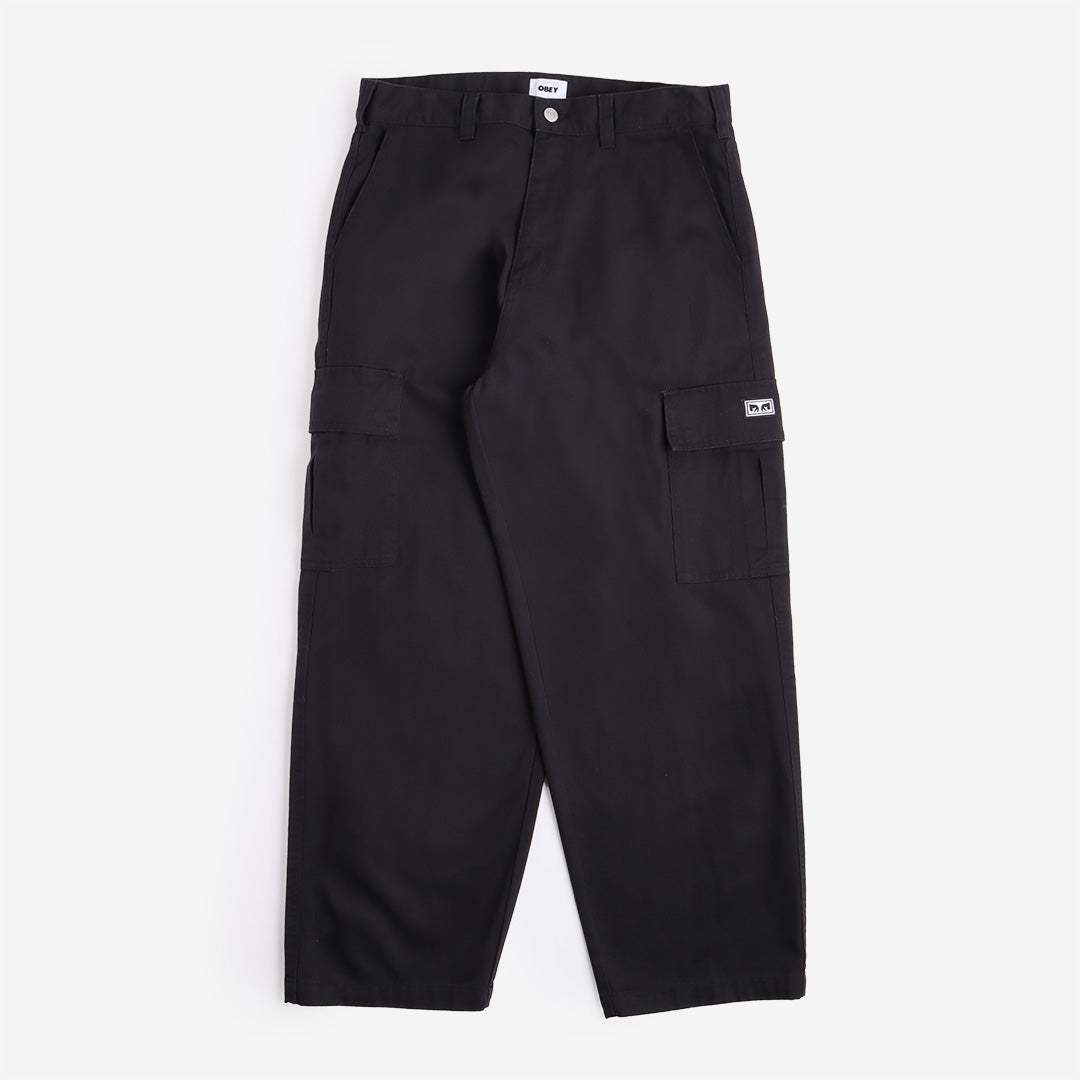 main OBEY Bigwig Baggy Twill Cargo Pant, Black, Detail Shot 2