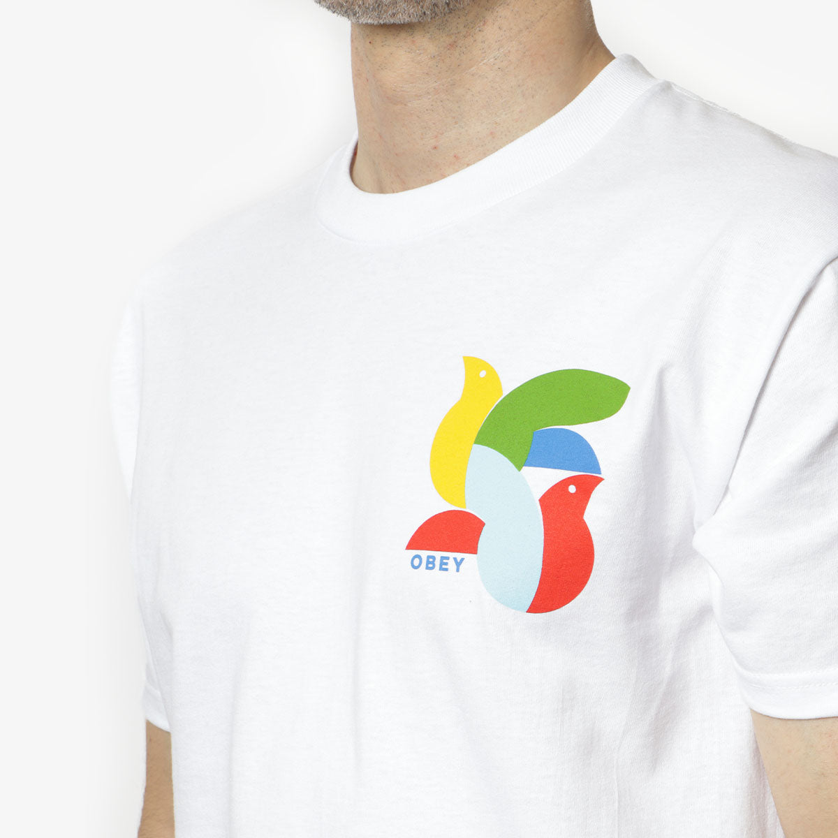 main OBEY Bird T-Shirt, White, Detail Shot 3