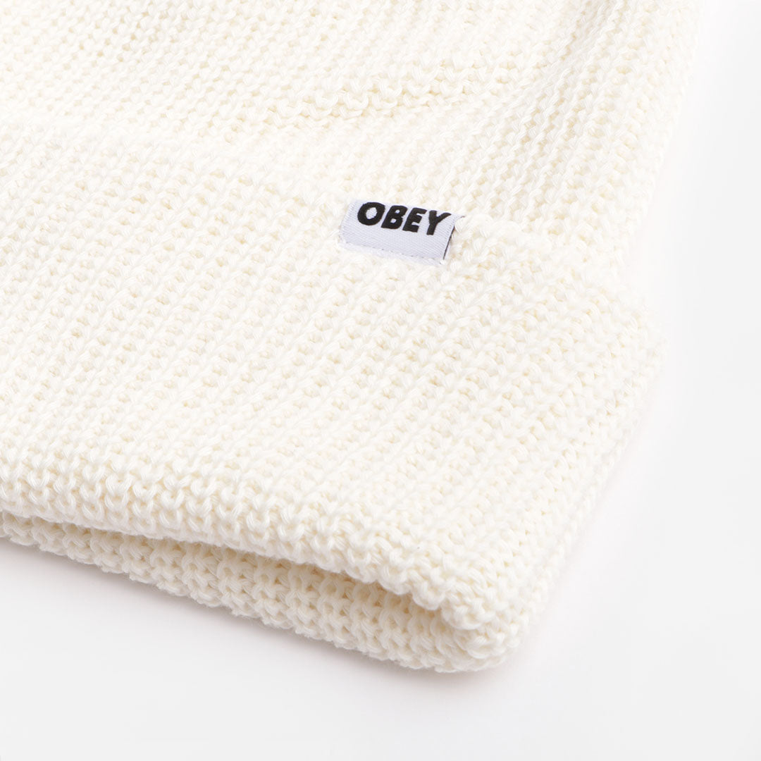 main OBEY Bold Organic Beanie, Unbleached, Detail Shot 2