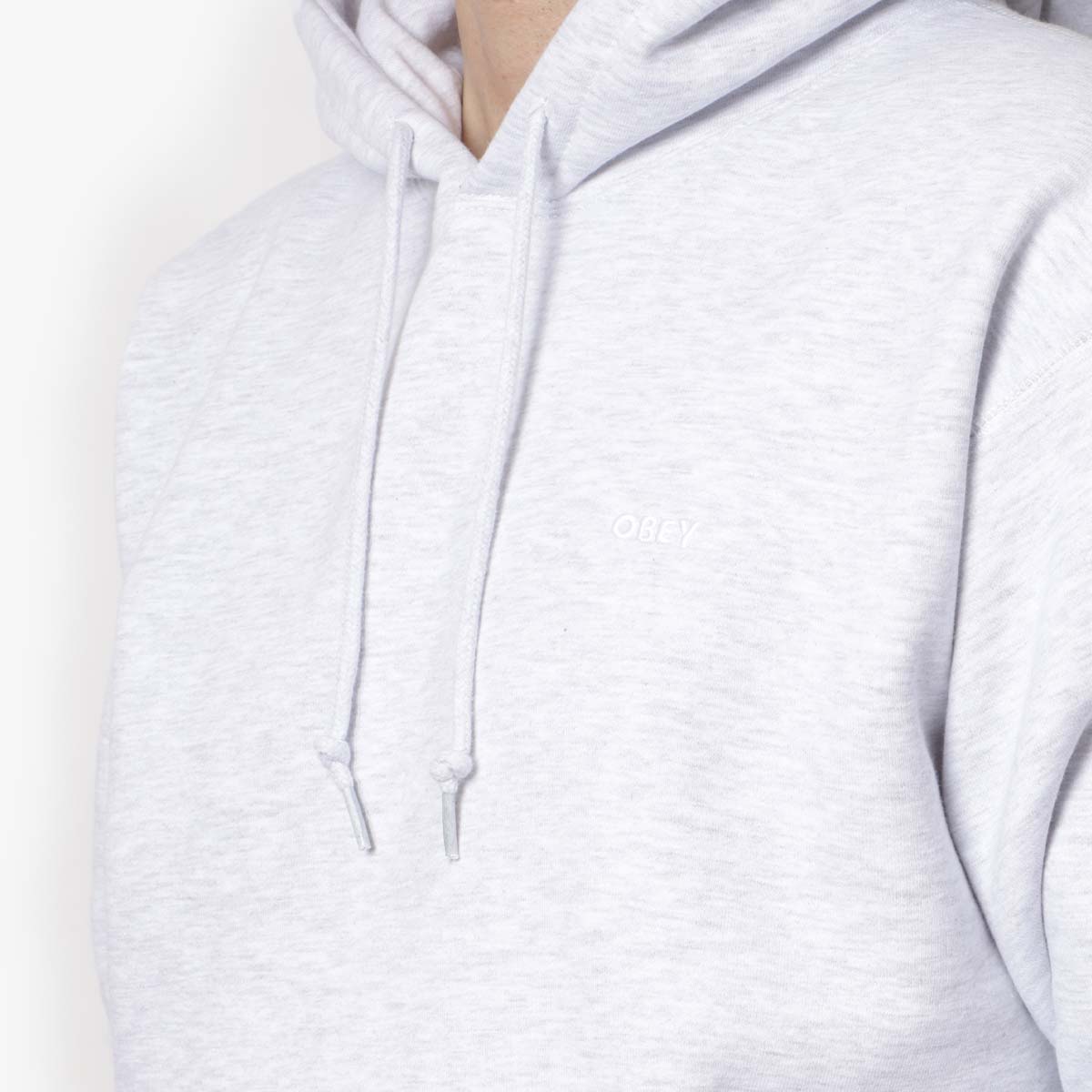 OBEY Established Works Bold Hoodie II, Ash Grey, Detail Shot 2