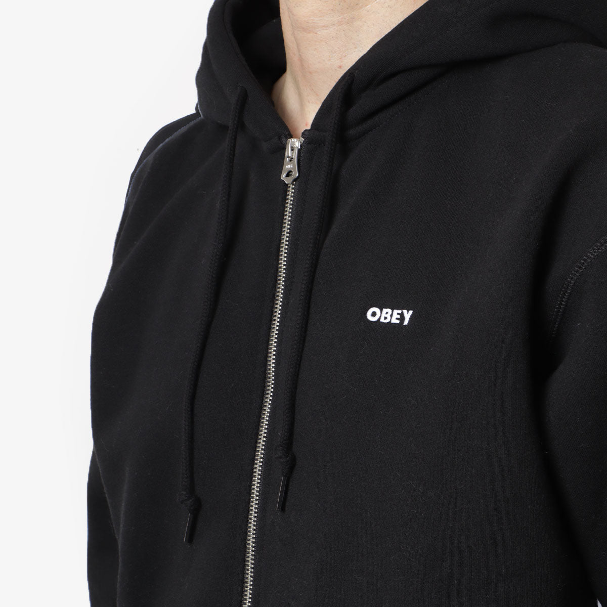 OBEY Established Works Bold Zip Hoodie II, Black, Detail Shot 2