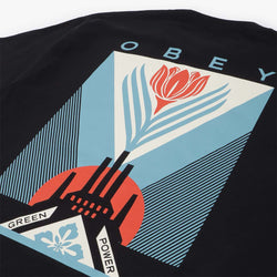 thumbnail OBEY Green Power Factory T-Shirt, Black, Detail Shot 4