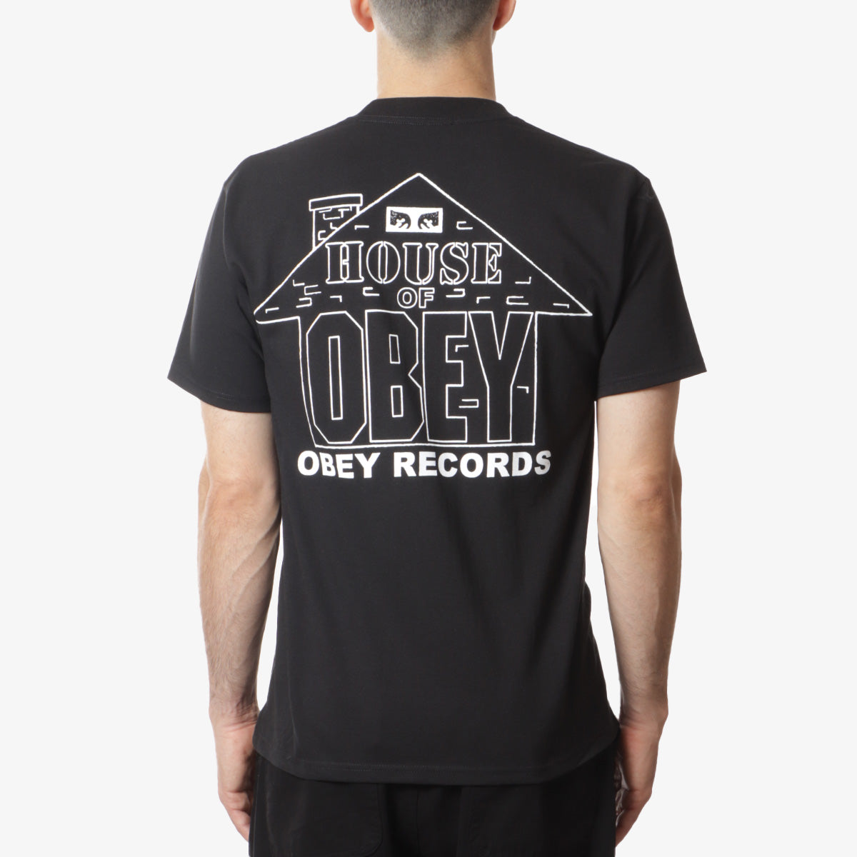 main OBEY House Of Obey Records T-Shirt, Black, Detail Shot 1