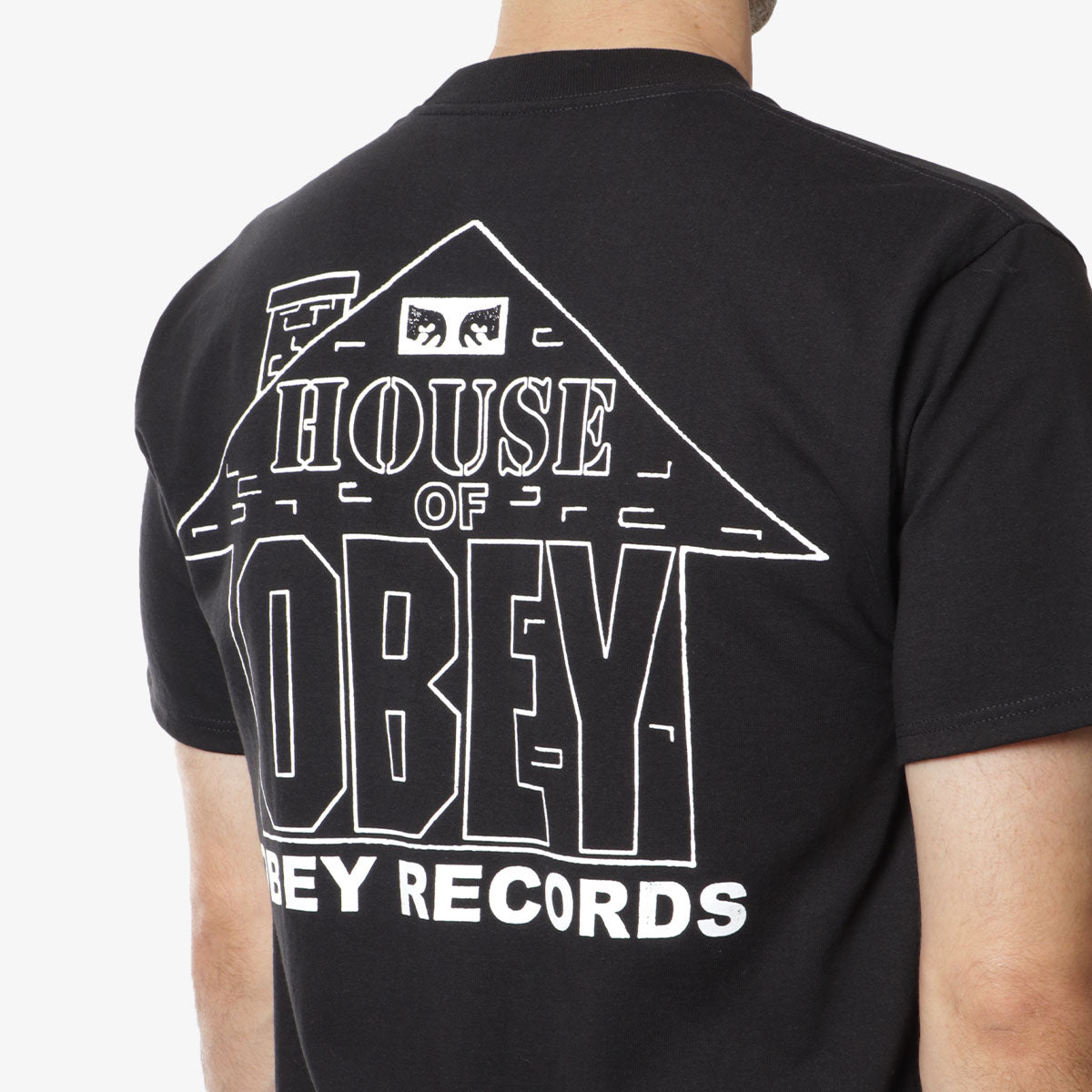 OBEY House Of Obey Records T-Shirt, Black, Detail Shot 4