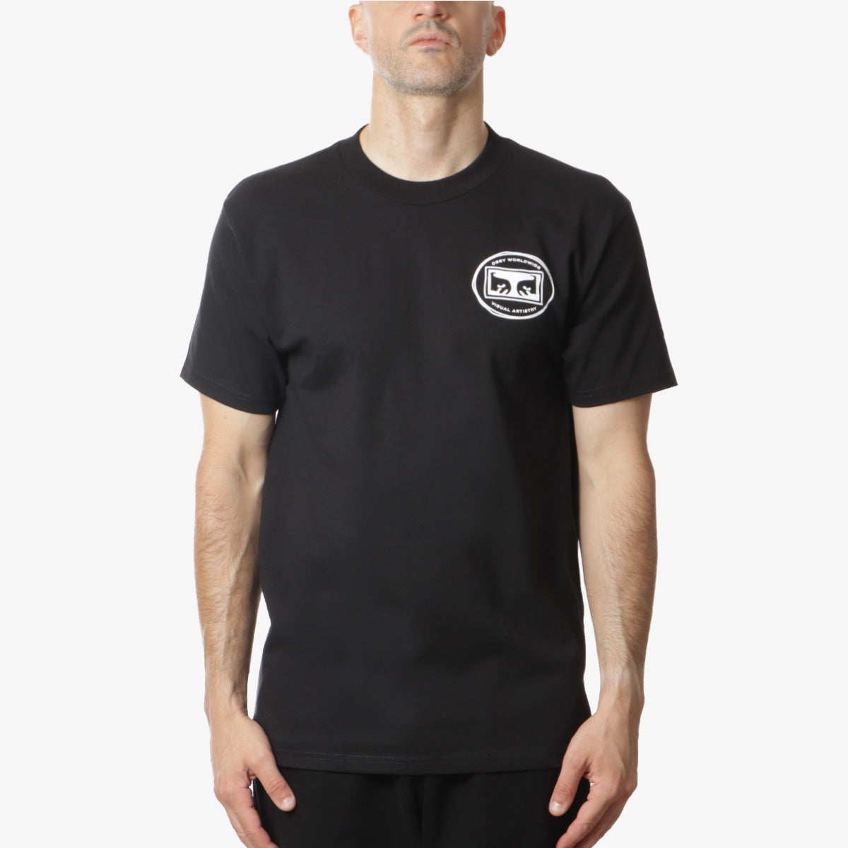 main OBEY In The Round T-Shirt, Black, Detail Shot 2