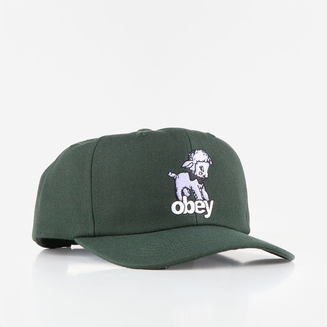 main OBEY Lamb 6 Panel Classic Snapback Cap, Dark Cedar, Detail Shot 1