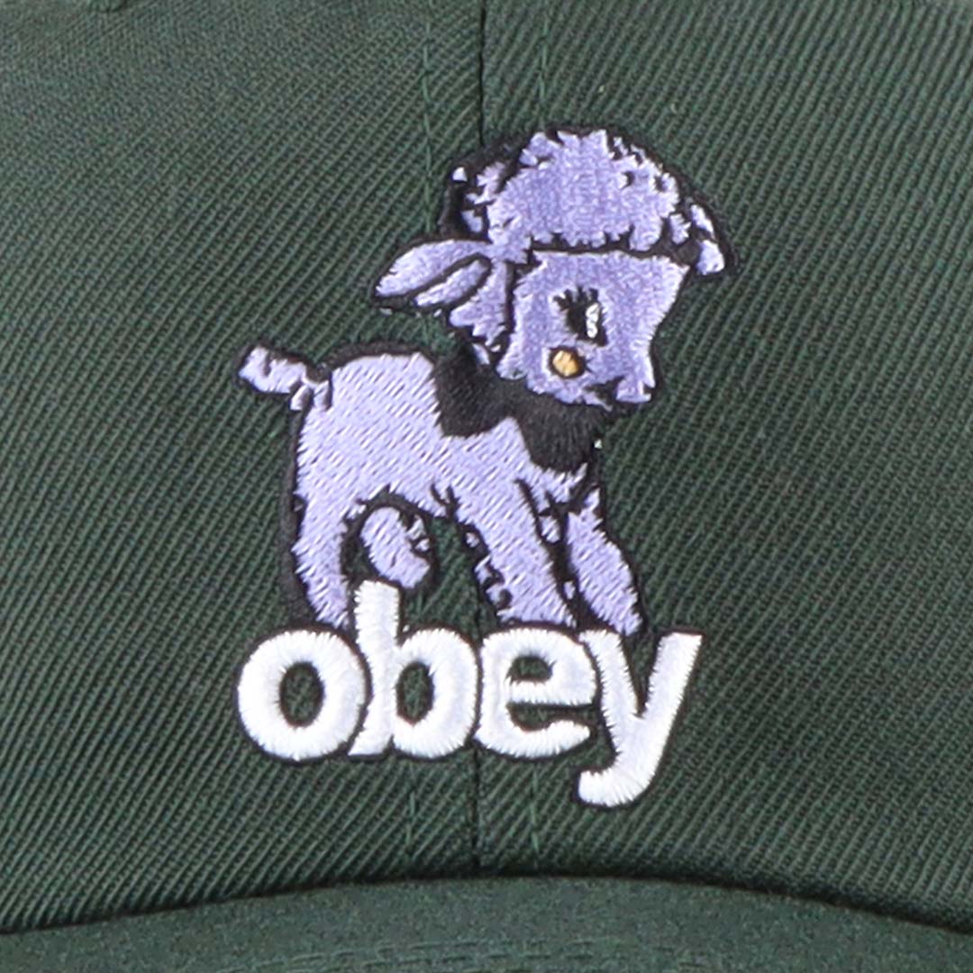 main OBEY Lamb 6 Panel Classic Snapback Cap, Dark Cedar, Detail Shot 2