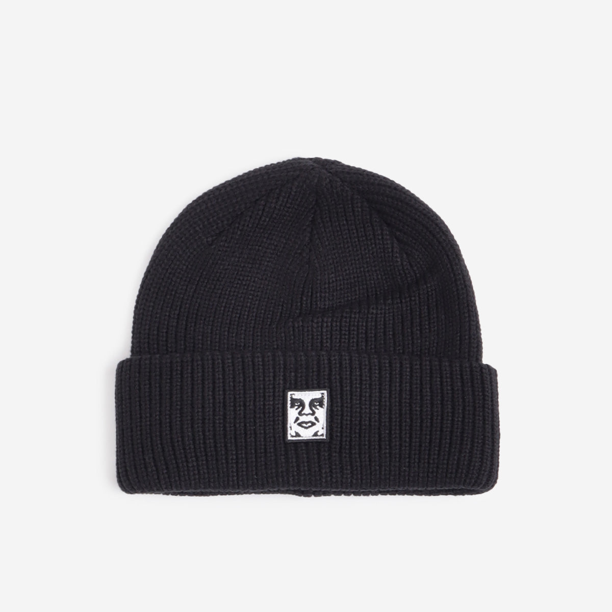 main OBEY Mid Icon Patch Cuff Beanie, Black, Detail Shot 1