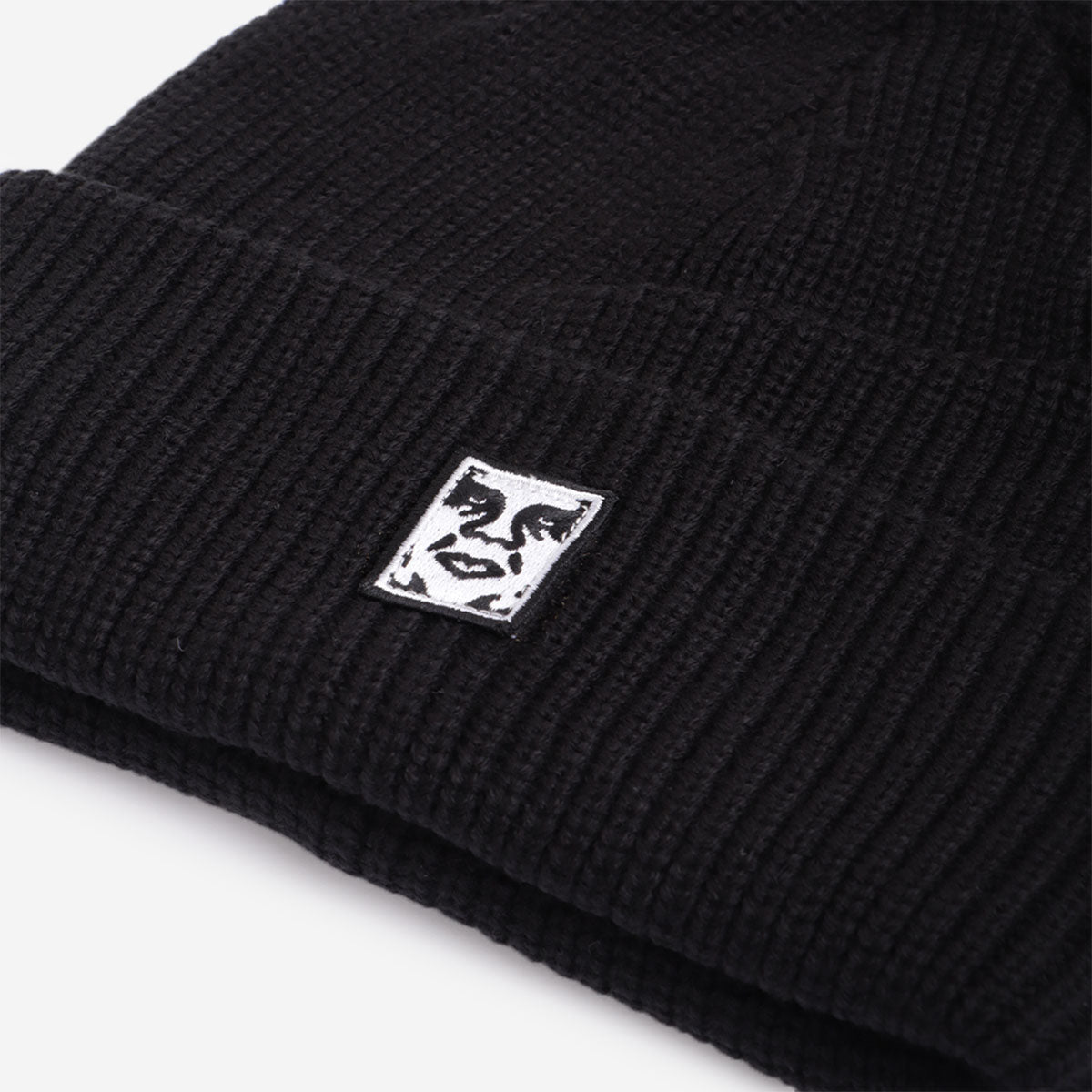 main OBEY Mid Icon Patch Cuff Beanie, Black, Detail Shot 2