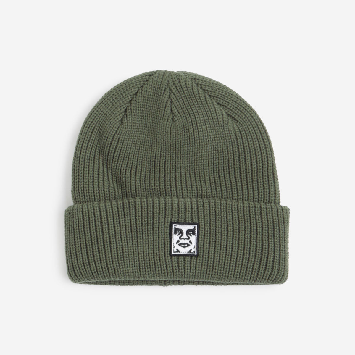 main OBEY Mid Icon Patch Cuff Beanie, Army, Detail Shot 1