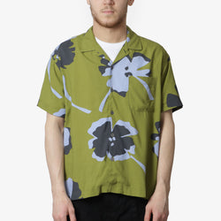 thumbnail OBEY Paper Cuts Woven Shirt, Moss Green Multi, Detail Shot 1