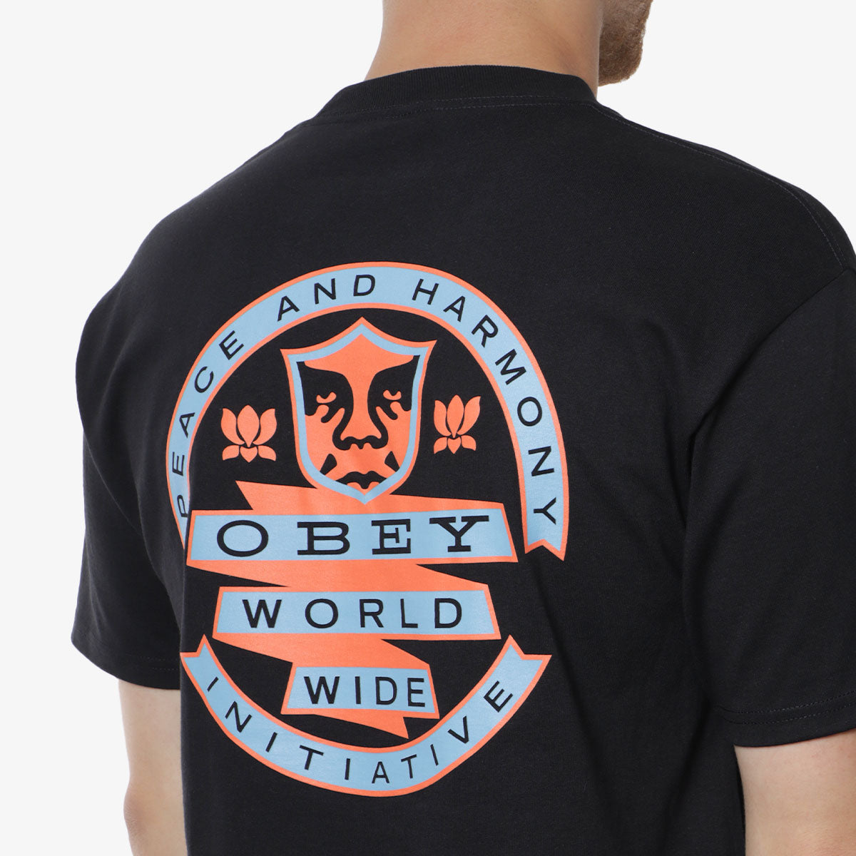 main OBEY Peace Initiative T-Shirt, Black, Detail Shot 4