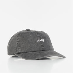 thumbnail OBEY Pigment Lowercase 6 Panel Strapback Cap, Pigment Black, Detail Shot 1