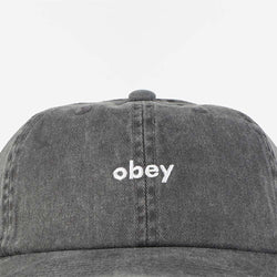 thumbnail OBEY Pigment Lowercase 6 Panel Strapback Cap, Pigment Black, Detail Shot 2