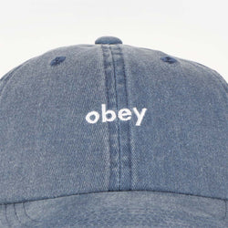 thumbnail OBEY Pigment Lowercase 6 Panel Strapback Cap, Pigment Navy, Detail Shot 3