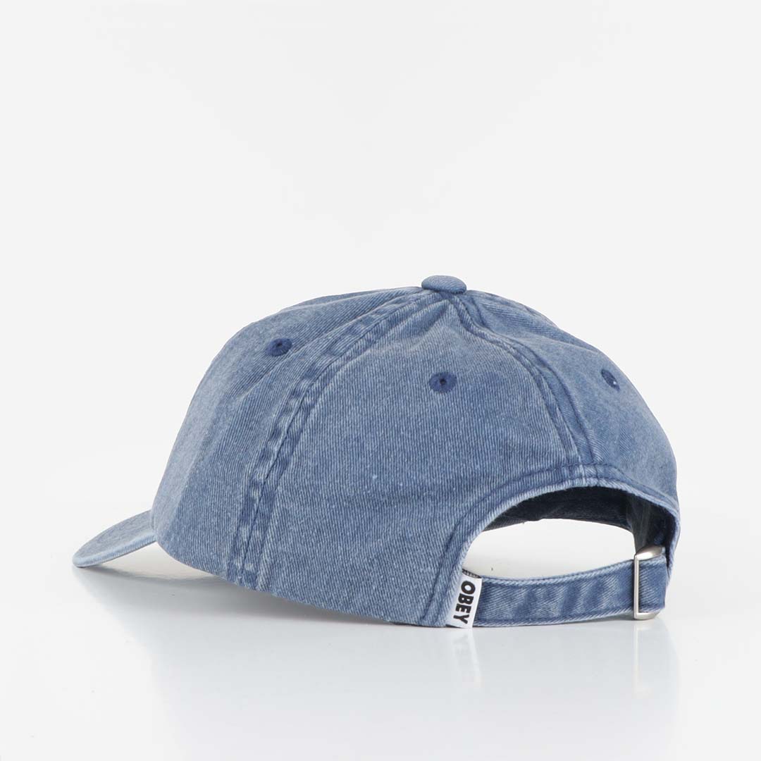 OBEY Pigment Lowercase 6 Panel Strapback Cap, Pigment Navy, Detail Shot 2