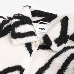 thumbnail OBEY Portions Sherpa Jacket, Unbleached Multi, Detail Shot 4