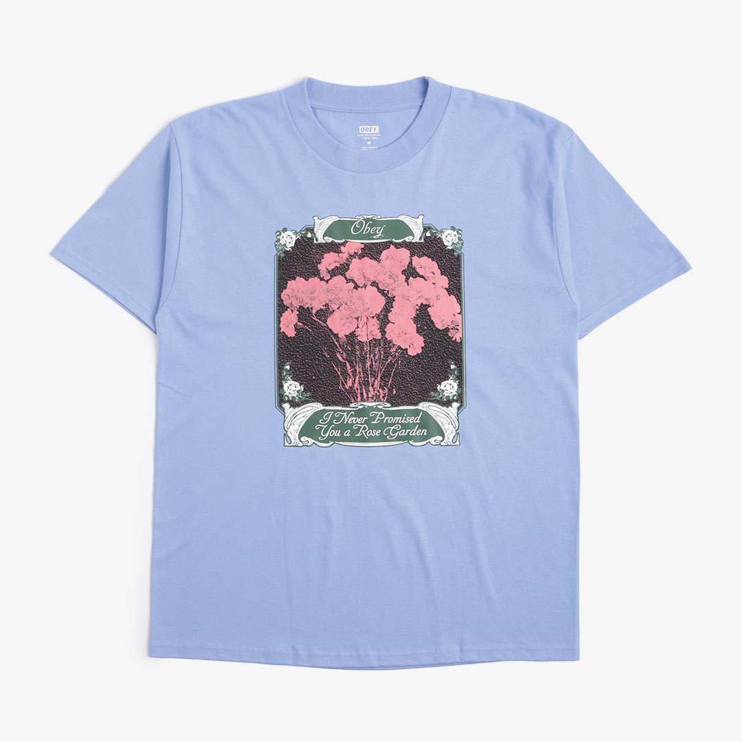 main OBEY Rose Garden T-Shirt, Digital Lavender, Detail Shot 1