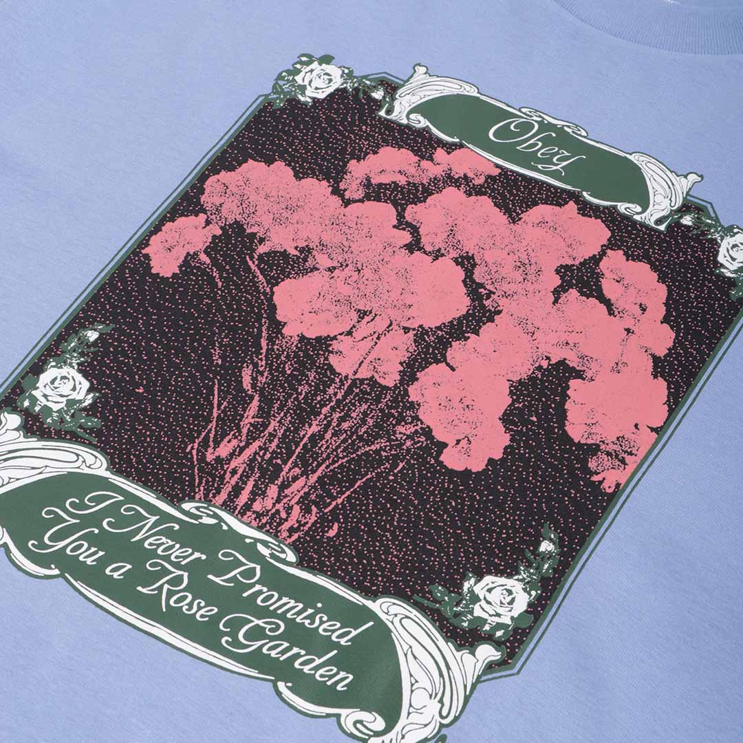 main OBEY Rose Garden T-Shirt, Digital Lavender, Detail Shot 3