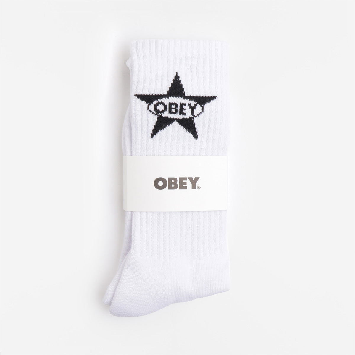 OBEY Star Socks, White, Detail Shot 2