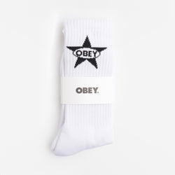 thumbnail OBEY Star Socks, White, Detail Shot 2